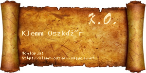 Klemm Oszkár névjegykártya